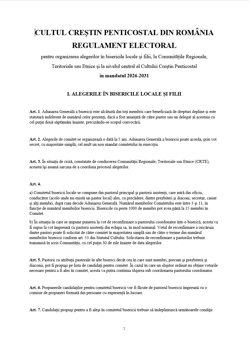 Regulament electoral 2026–2031 – pagina 1